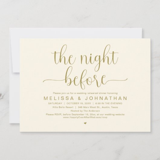 Die Nacht davor, Hochzeit Probe Dinner Einladung (Vorderseite)