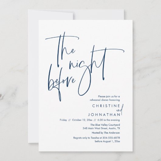 Die Nacht davor, Lässige Hochzeitsfeier Probe Einladung (Vorderseite)