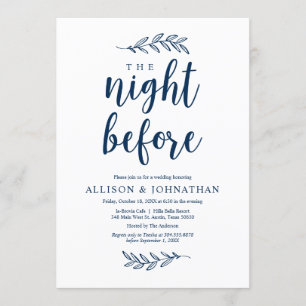 Die Nacht davor, Navy Blue, Wed Probe Dinner Einladung