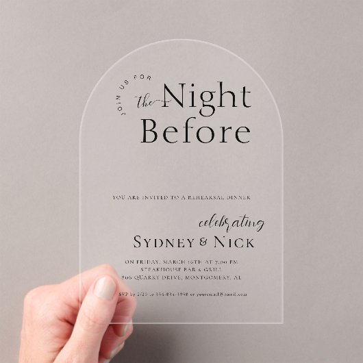 Die Nacht davor | Polterabend Acryleinladungen (Insitu (Handheld))