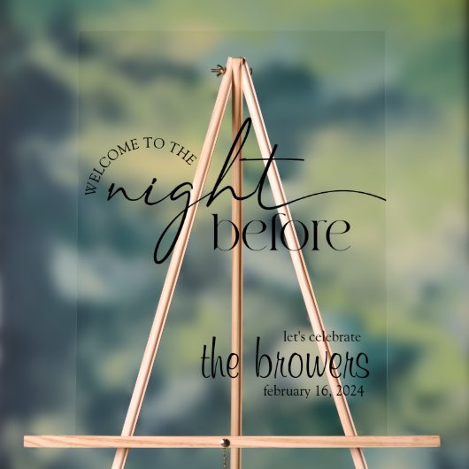 Die Nacht davor, Probe Dinner, Hochzeit Acrylschild (Neutral)