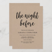 Die Nacht davor, rustikales Hochzeitessen Probe Einladung (Vorne/Hinten)