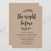 Die Nacht davor, rustikales Hochzeitessen Probe Einladung (Vorne/Hinten)