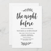 Die Nacht davor, rustikales Hochzeitessen Probe Einladung (Vorne/Hinten)