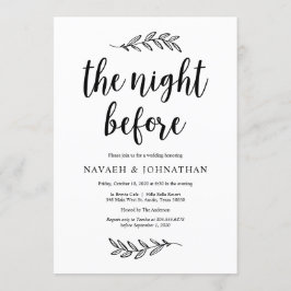 Die Nacht davor, rustikales Hochzeitessen Probe Einladung