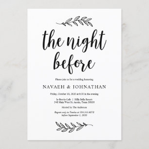 Die Nacht davor, rustikales Hochzeitessen Probe Einladung