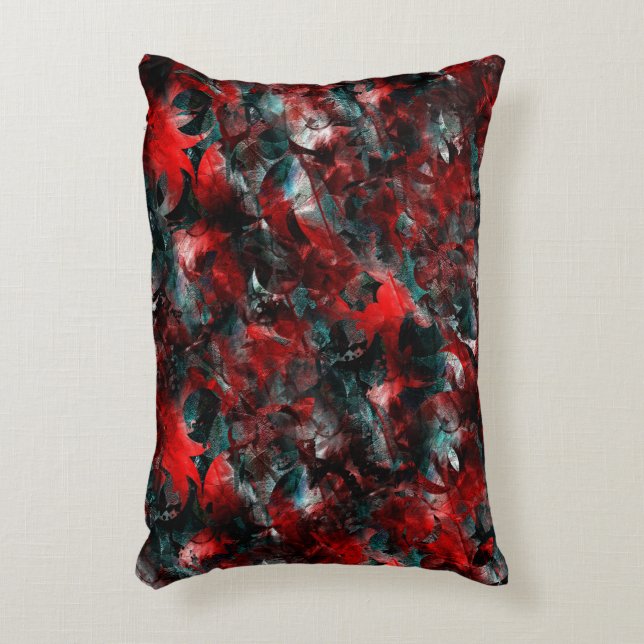 Die Nacht der blinkenden, verwischten roten Blätte Dekokissen (Vorderseite(Vertikal))