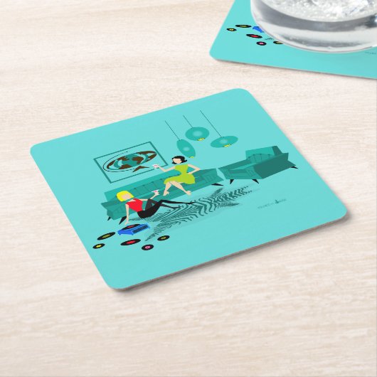 Die Nacht der Retro Mädchen im harten Rechteckiger Pappuntersetzer (angewinkelt)