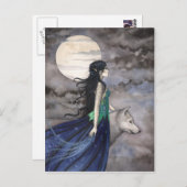 Die Nacht der Wolf Fantasy Art Postcard Postkarte (Vorne/Hinten)