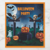 "Die Nacht des Kampfes am Spuk Friedhof" Weinetikett (Einzelnes Label)