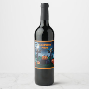 "Die Nacht des Kampfes am Spuk Friedhof" Weinetikett