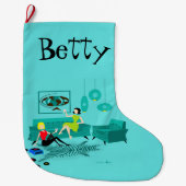 Die Nacht des Retro Mädchens im WeihnachtsStrumpf Großer Weihnachtsstrumpf (Vorderseite)
