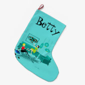 Die Nacht des Retro Mädchens im WeihnachtsStrumpf Großer Weihnachtsstrumpf (Vorderansicht (hängend))