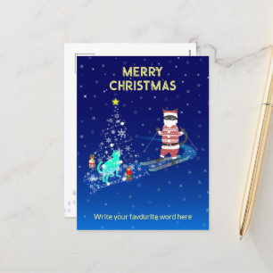 Die Nacht des Weihnachtsmanns in der Erwärmung Feiertagspostkarte