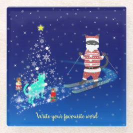 Die Nacht des Weihnachtsmanns in der Erwärmung Glasuntersetzer