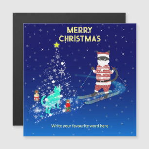 Die Nacht des Weihnachtsmanns in der Erwärmung Magnetkarte