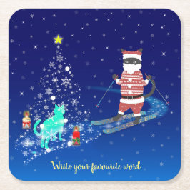 Die Nacht des Weihnachtsmanns in der Erwärmung Rechteckiger Pappuntersetzer