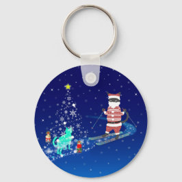 Die Nacht des Weihnachtsmanns in der Erwärmung Schlüsselanhänger