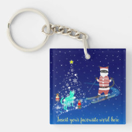 Die Nacht des Weihnachtsmanns in der Erwärmung Schlüsselanhänger