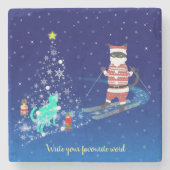 Die Nacht des Weihnachtsmanns in der Erwärmung Steinuntersetzer (Vorderseite)