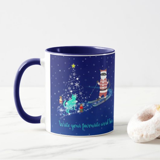 Die Nacht des Weihnachtsmanns in der Erwärmung Tasse (Mit Donut)