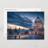 Die Nacht fällt über die St. Paul's Cathedral, Lon Postkarte (Vorne/Hinten)