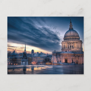 Die Nacht fällt über die St. Paul's Cathedral, Lon Postkarte