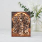 Die Nacht im Himmel: Löwen im Mondschein Postkarte (Stehend Vorderseite)