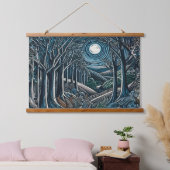 Die Nacht im Wald Wandteppich Mit Holzrahmen (Schlafzimmer)