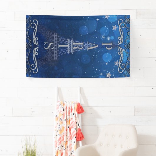 Die Nacht in Paris unter dem blauem Silber-Party d Banner (Insitu)