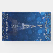 Die Nacht in Paris unter dem blauem Silber-Party d Banner (Horizontal)