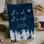 Die Nacht ist ruhig, alles ist helle Weihnachten<br><div class="desc">Diese sternige Nacht "alles ist ruhig,  alles ist hell" Weihnachtskarte ist der perfekte religiöse Feiertag Gruß. Das Design besticht durch eine Winterwaldszene mit einem marinen Aquarellhimmel und einem strahlend leuchtenden Stern von Bethlehem. Personalisieren Sie die Karte mit Ihrem Familiennamen,  Vornamen und Jahr.</div>