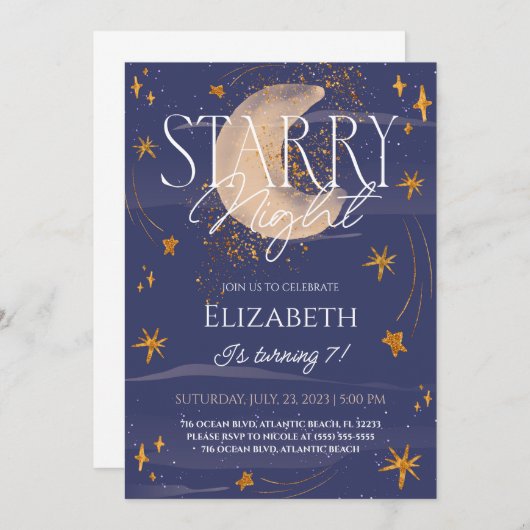 Die Nacht unter den Sternen Einladung zum Geburtst (Vorne/Hinten)