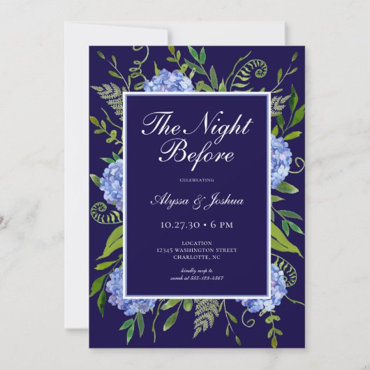Die Nacht vor Blue Hydrangea Einladung (Vorderseite)