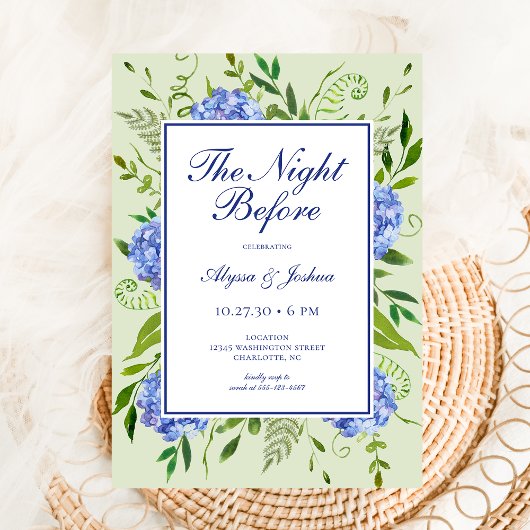 Die Nacht vor Blue Hydrangea Einladung