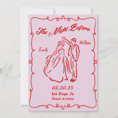 Die Nacht vor dem Abendessen in Rosa Hand zeichnen Einladung (Vorderseite)