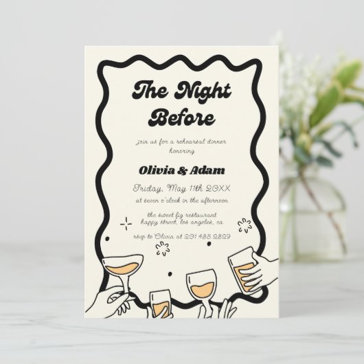 Die Nacht vor dem Abendessen mit der Probe Einladung (Stehend Vorderseite)