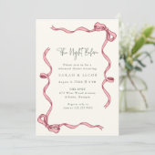 Die Nacht vor dem Probe mit rosa Band Einladung (Stehend Vorderseite)