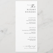 Die Nacht vor dem Probedinner Menükarte (Vorderseite)