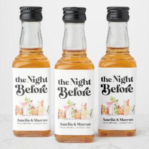 Die Nacht vor dem Retro-Probe-Dinner Alkoholflaschenetikett