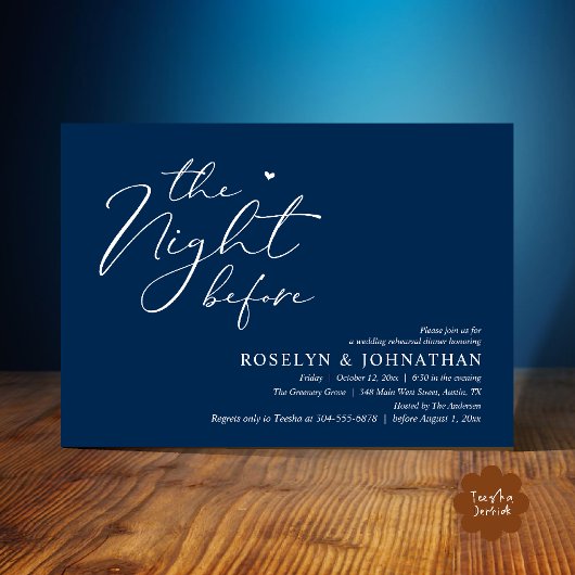 Die Nacht vor dem romantischen Hochzeitsessen Prob Einladung