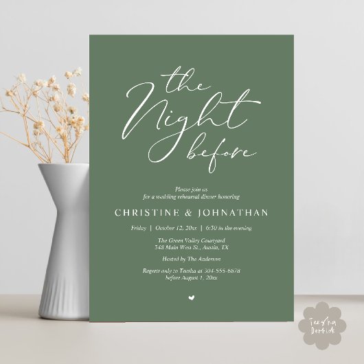 Die Nacht vor dem romantischen Hochzeitsessen Prob Einladung