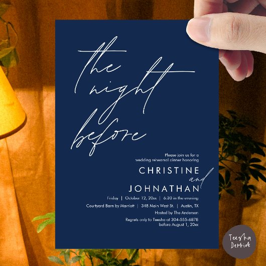 Die Nacht vor dem romantischen Hochzeitsessen Prob Einladung