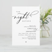 Die Nacht vor dem romantischen Hochzeitsessen Prob Einladung (Stehend Vorderseite)