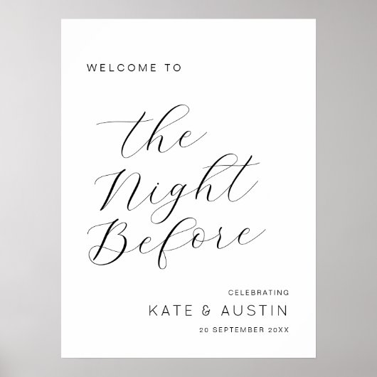 Die Nacht vor dem stylischen Script-Probe-Zeichen Poster (Vorne)