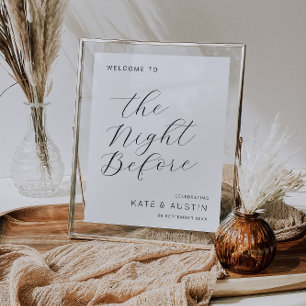 Die Nacht vor dem stylischen Script-Probe-Zeichen Poster