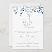 Die Nacht vor der blauen floralen Probe-Dinnerpart Einladung (Vorderseite)