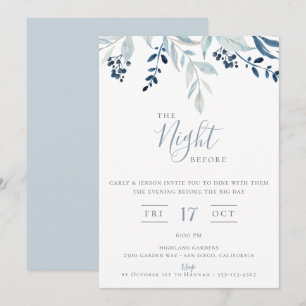 Die Nacht vor der blauen floralen Probe-Dinnerpart Einladung