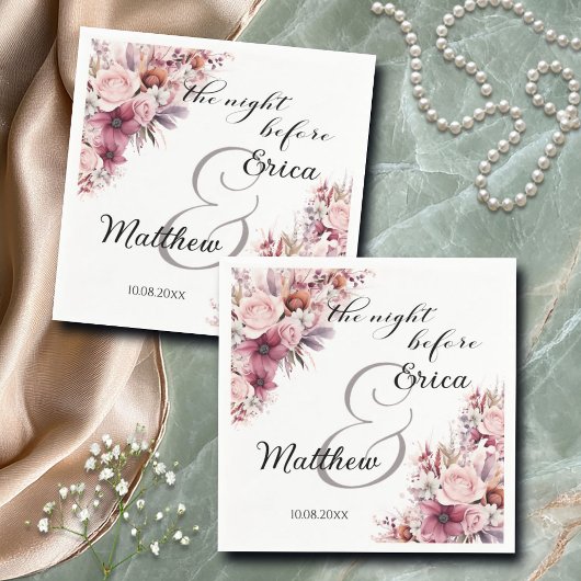 Die Nacht vor der dusty Pink Boho Blumenhochzeit Serviette