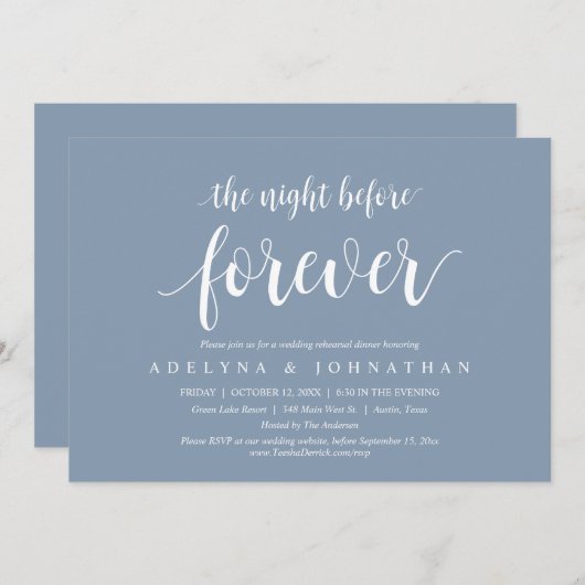 Die Nacht vor der Ewigkeit, Hochzeitsessen Probe Einladung (Vorne/Hinten)